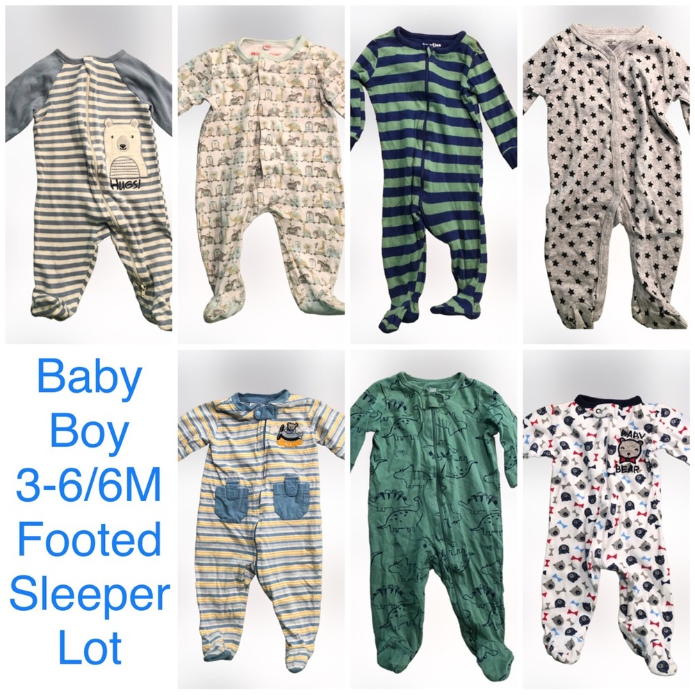 Baby Boy 👶🏼 Lot of Footed Sleepers SZ 3-6/6M EUC Various Brands
